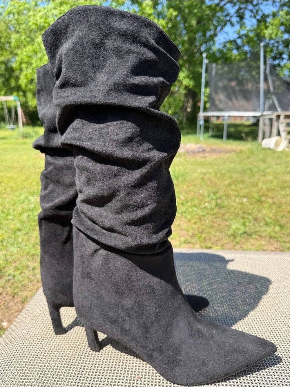 Time and Tru Black Slouch Knee-High Pointed Toe Boots